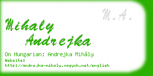 mihaly andrejka business card